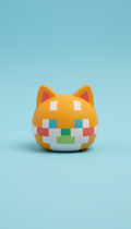 Pixel cat squishy with retro cube design