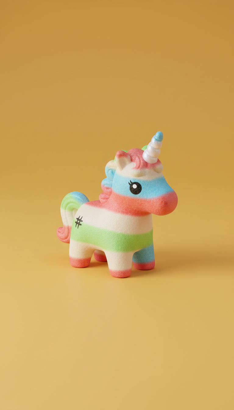 Rainbow unicorn squishy with iridescent mane